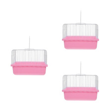 3Pièces Cage De Voyage Rose ABS Pour Perroquets Petits Animaux