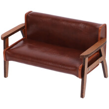 Adorable Miniature Sofa Chair for Doll House Light Brown Wood and PU Material 2.5x1.8x2 Inches