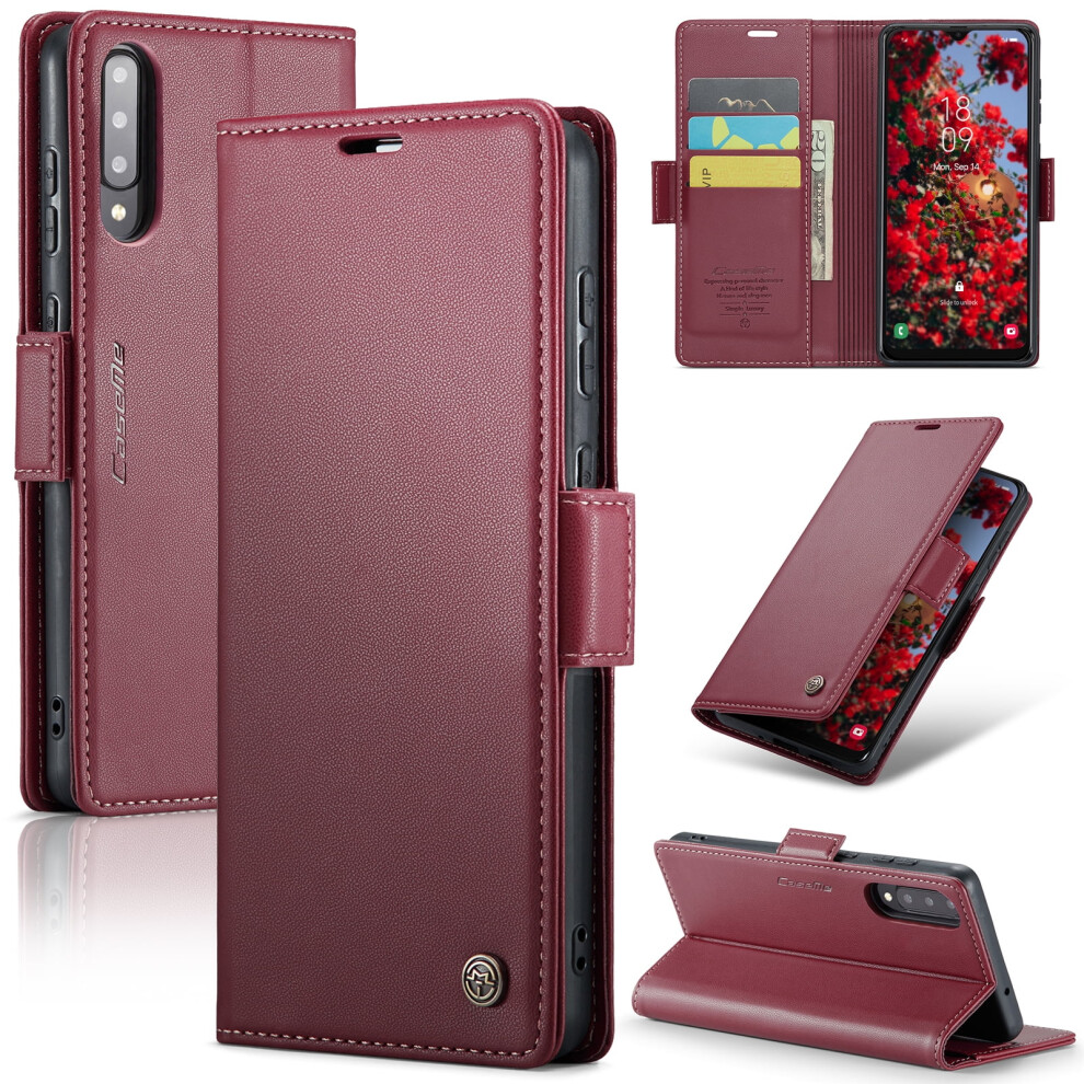 Caseme Leather Wallet Case For Compatible With Samsung Galaxy A30s/A50s/A50 Â Rfid Blocking, Magnetic Clasp, Kickstand, Wine Red 9313598254276