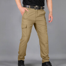 Calça Cargo Masculina SYMOID Dourada Tamanho 2XL - Poliéster Durável, Secagem Rápida com Vários Bolsos - Ideal para Atividades ao Ar Livre,
