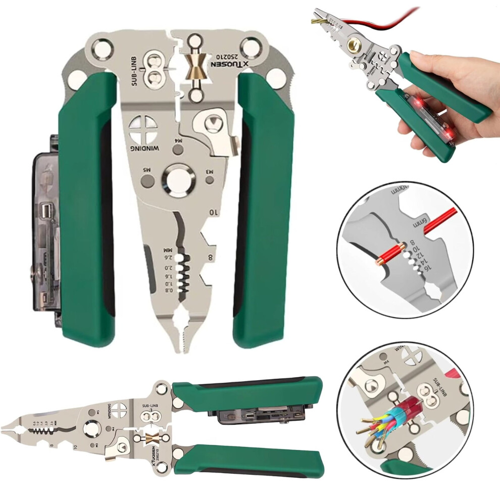 Electrician/Diy 8-In-1 Pliers Â 0.8-2.6Mm Wire Stripper With Foldable Voltage Tester (Battery Included) 9313598253941