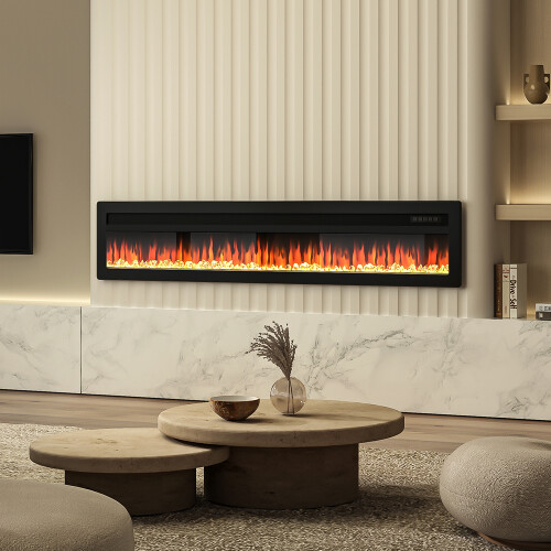 70 Inch Wall Mounted Electric Fireplace with Remote Control 1