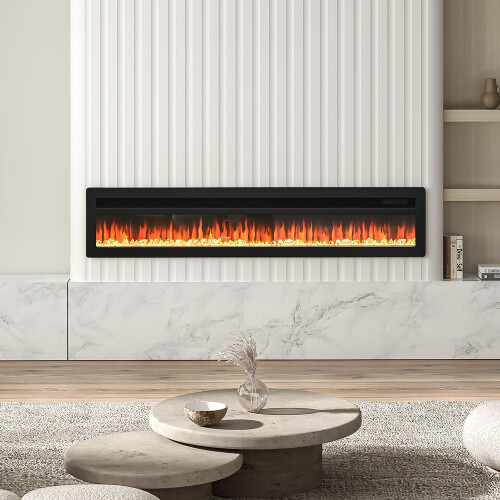 70 Inch Wall Mounted Electric Fireplace with Remote Control