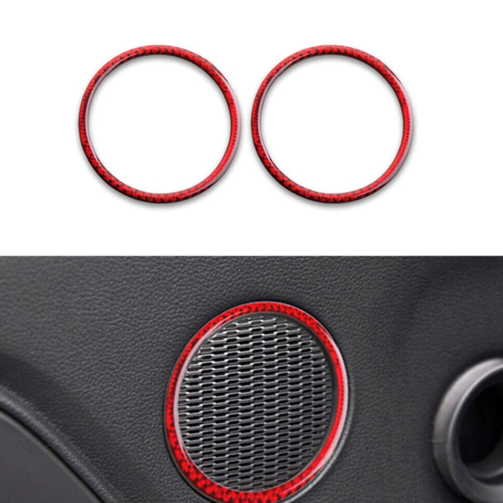 Carbon Fiber Interior Door Speaker Ring Trim For Ford For Mustang 2015-2019 Red 9496895287816