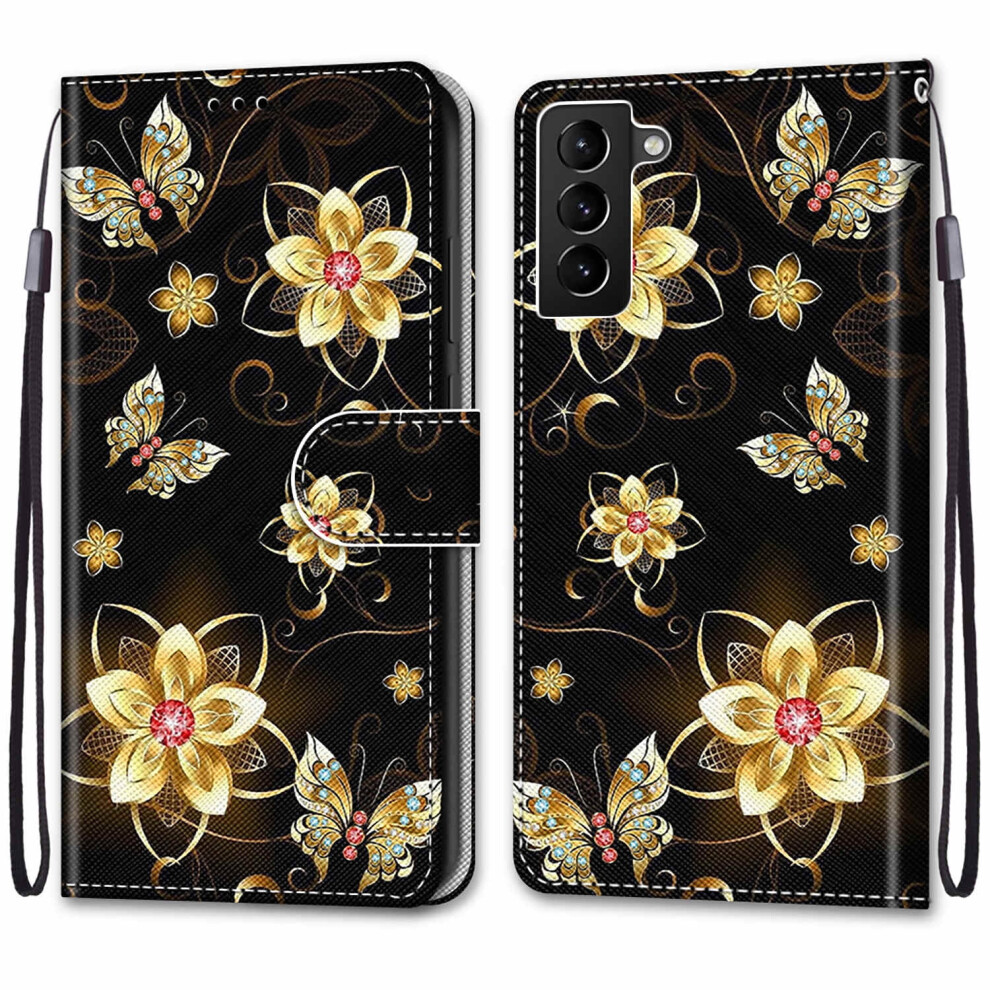 Pu Leather Flip Wallet Case With Kickstand & Card Slots For Compatible With Samsung Galaxy S22 6.1" Â Butterfly Design 9313598254030