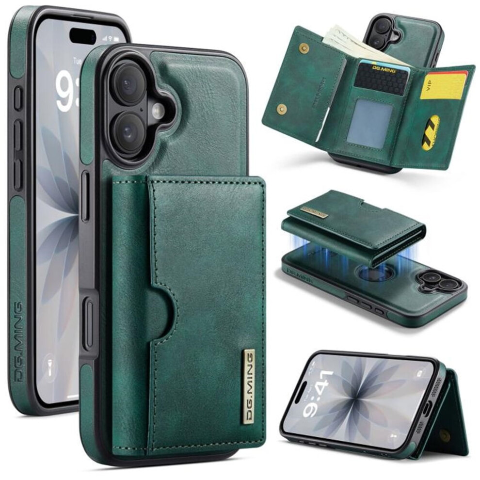 Dg.ming Wallet Case For Iphone 16 Plus (6.7"), Magnetic, Rfid-Blocking, Detachable, Leather, Green 9313598254566