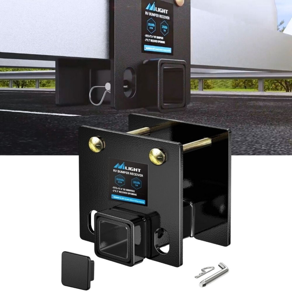 Rv Bumper Hitch Receiver, 2-Inch, 3500 Lbs Capacity, Heavy Duty Steel, Bolt-On For Bike Racks & Cargo Carriers 9065194321462
