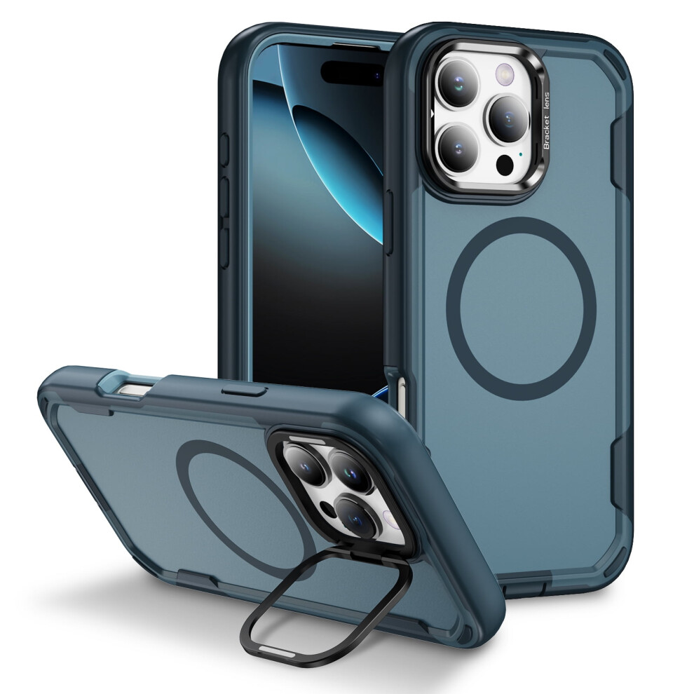 Iphone 16 Pro Max Case With Stand, Magsafe Compatible, Rugged Military-Grade Drop Protection, Built-In Metal Camera Stand Â Royal Blue 9313598255891