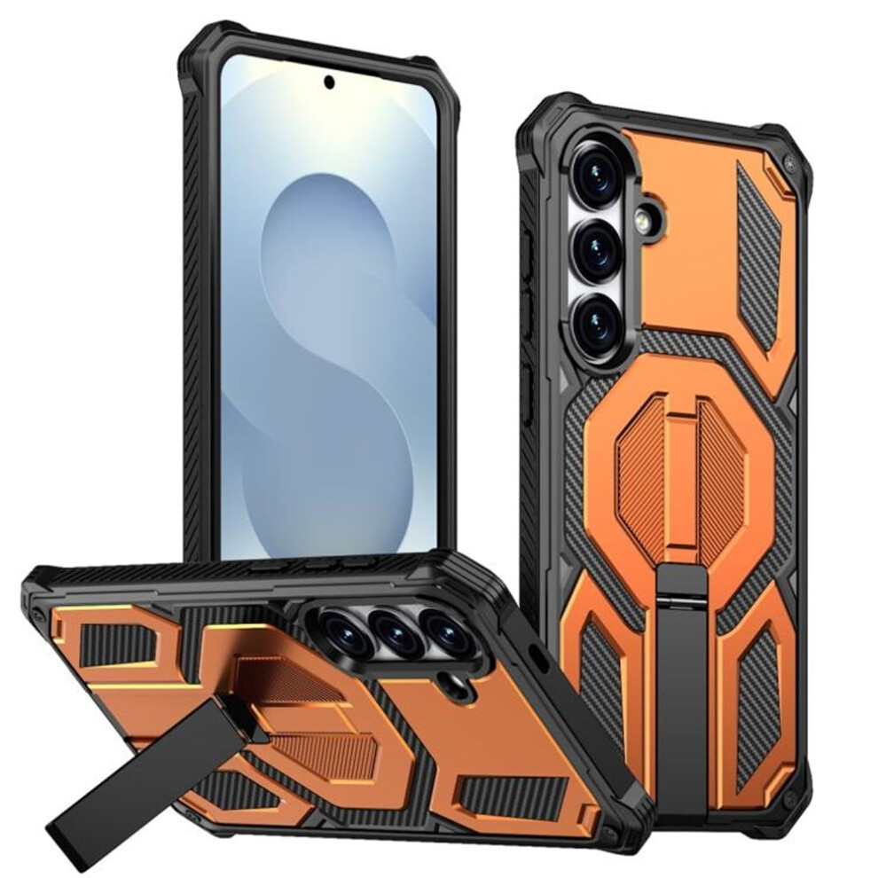 Samsung Galaxy S25 Fe 5G Case Compatible With Magsafe, Military-Grade Shockproof Cover With Hidden Metal Kickstand – Orange 9313598255631