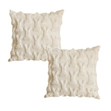 Housses de coussin en peluche lapin de Pâques, 45 x 45 cm, lot de 2, motif jacquard avec fermeture éclair invisible, décoration printanière –