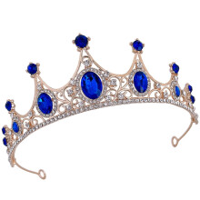 Bridal Tiara Rhinestone Crown 1Pack Dark Blue With Electroplating For Wedding And Birthday Crowns