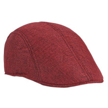 Herrehatt Enkel, Ensfarget Beret i Imitert Lin, Britisk Retro Sommer, Pustende Andenabb Foroverlue for Middelaldrende og Eldre