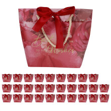 Mini Gift Box Set Foil Embossed With Bow For Wedding Baby Shower Halloween Party, Reusable Paper Favor Bags For Birthday Christmas Holiday Events