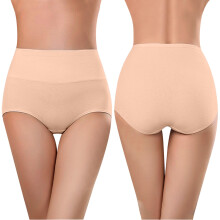 Womens Underwear Seamless High Waisted Briefs Stretch No Show Breathable Full Coverage Solid Color Ladies Panties