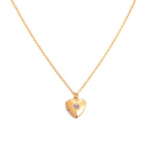 Heart Locket Necklace Photo Pendant Chain Necklace Metal Texture Neck Jewelry for Memory Preservation