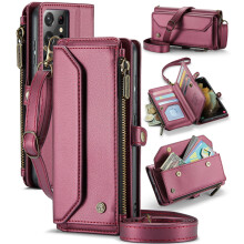 CaseMe Leather Wallet Case for compatible with Samsung Galaxy S21 Ultra – RFID Blocking, 10-Card Holder, Zipper Bills Slot, Magnetic Strap
