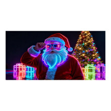 UV-geactiveerde kerstdecoratie voor garagedeuren – fluorescerende 2D-banner met kerstman en elf, verlichte achtergrond, decoratie voor binnen en