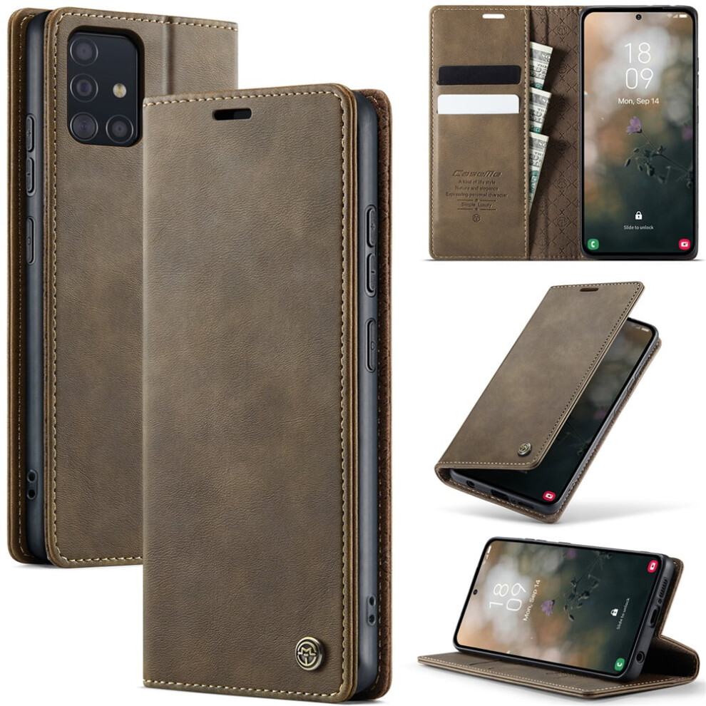 Caseme Calf Leather Wallet Case For Samsung Galaxy A51 4G (6.5") Â Rfid Blocking, Magnetic Closure, Card/Cash Slots, Kickstand, Shockproof 9496895289346