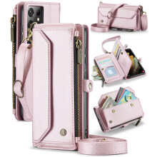 CaseMe Leather Wallet Case for compatible with Samsung Galaxy S21 Ultra – RFID Blocking, 10-Card Holder, Zipper Bills Slot, Magnetic Strap