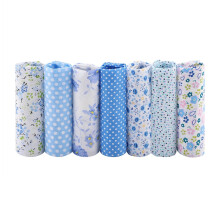 7pcs 25*25cm Cotton Fabric DIY Assorted Squares Pre-Cut Bedding Suite Quarters Bundle Blue Dot, Pre-Cut Bedding Suite, Bedding Cotton Fabric