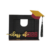 Présentoir photo en bois noir, idéal pour la remise des diplômes 2026. Cadeau parfait pour les élèves du secondaire et les étudiants.