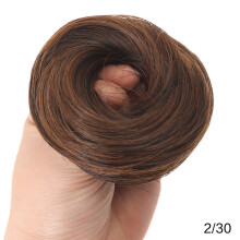 Human Hair Messy Bun, 100% Real Ponytail Hair Scrunchies, Natural Curly Chignon Fluffy Donut Updo, Hairpiece with Elastic Rubber Band for Women