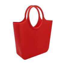 Silicone Rubber Tote Bag for Bathroom, Beach, Car – Organizing Basket, Underarm & Storage Bag – Red