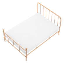 HOMEMAXS 1/12 Miniatur-Puppenhaus-Queensize-Bett mit Matratze – Goldene Schlafzimmermöbel & Accessoires, kompatibel mit den meisten