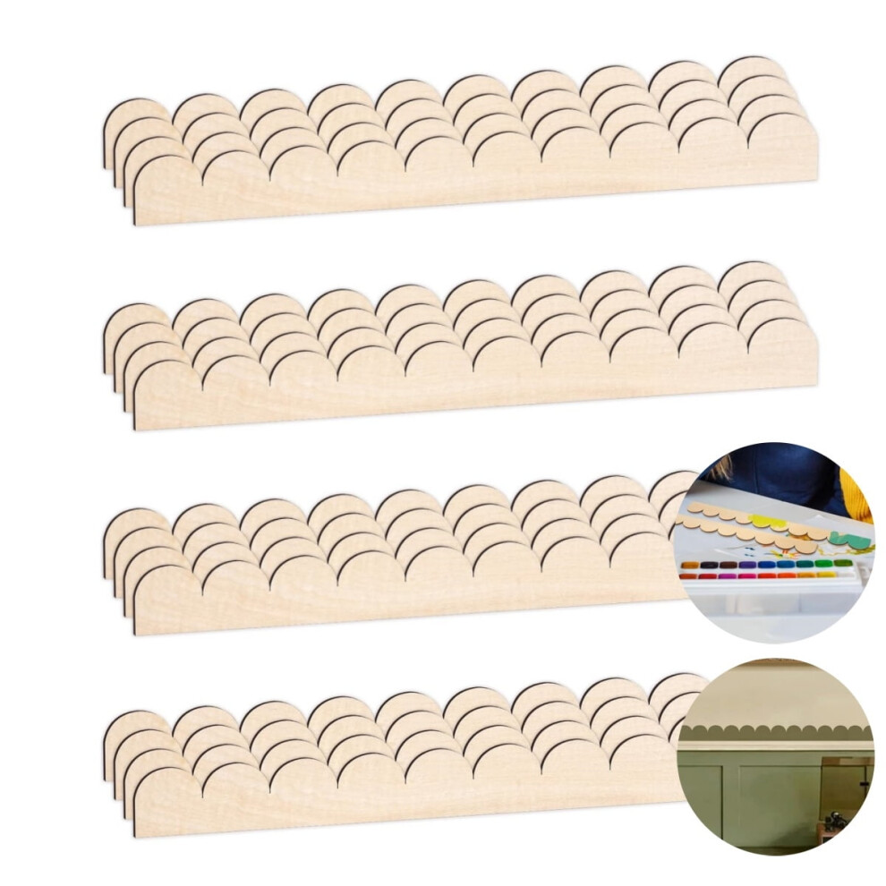 Unfinished Decorative Wood Trim,18 Pack Scalloped Wood Molding,Shelf And Window Diy Decoration For Cabinet,Shelf,Door,Frames,1.6X15.8in 9496895290977