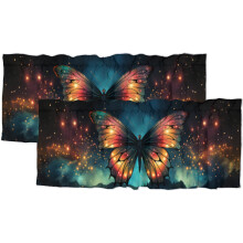 Cantonnières de cuisine à motif papillons colorés, style forêt de papillons lumineux, pour salle de bain, 137 x 46 cm, 2 panneaux