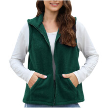 Women's Fleece Vest Outerwear Sleeveless Lightweight Zip Jackets Warm Soft Vests with Pockets