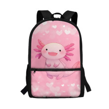 Rucsac roz Axolotl pentru copii, pentru școală (5-12 ani), ușor, cu bretele căptușite, compatibil cu grădinița și școala primară