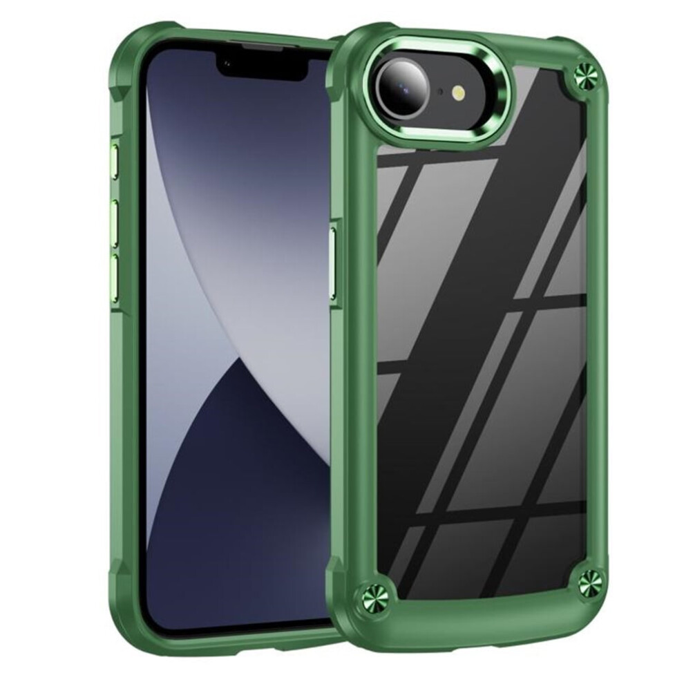 Iphone 16E 6.1" Case Â Four-Corner Airbag, Electroplated Lens Protection, Hard Clear Scratch-Resistant Back, Green 9450273095516