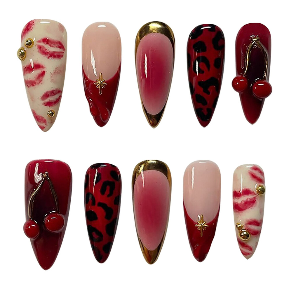 Press-on Nails Ocean Beach Theme Medium Almond 30Pcs