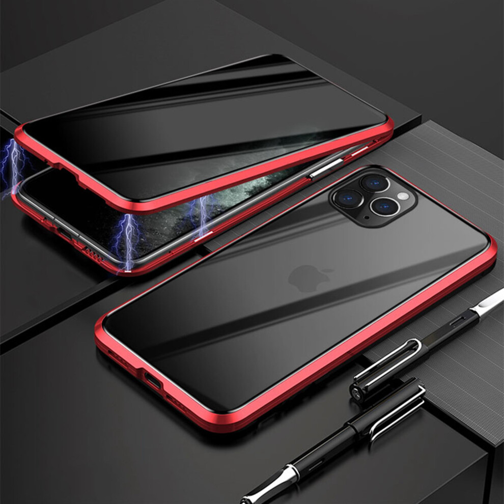 Privacy Magnetic Case For Iphone 11 (6.1") Â Anti-Peeping Tempe Glass, Built-In Privacy Screen, Metal Frame, Red 9448990720484