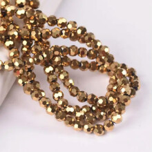 Lote de 200 cuentas sueltas de cristal redondas facetadas de 3 mm para manualidades - Dorado