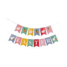 Glædelig påskebanner, kanin, gulerodsbanner, julegirland, hængende ornament til hjemmet, julefest B
