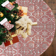 AuroraX Christmas Tree Skirts Weighted Snowflake Sequin 35 Inches Tree Skirts Festive Xmas Skirts with Socks Home Farmhouse Party Supplies