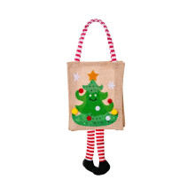 Sac fourre-tout en lin pour Noël, 43 x 15 cm, réutilisable, avec motif festif, idéal pour emballer les cadeaux et les petits présents.