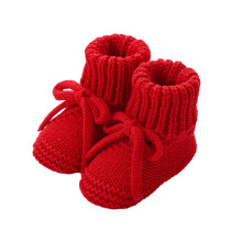 Cotton Knit Baby Booties First Walkers Nonslip Bottom And Adjustable Bowknot Tie Laces Detail For Infant Boys Girls
