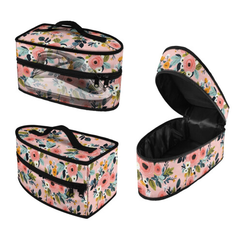 Τσάντα ατμού ταξιδιού με vintage floral εκτύπωση και κλείσιμο με φερμουάρ, φορητή θήκη
