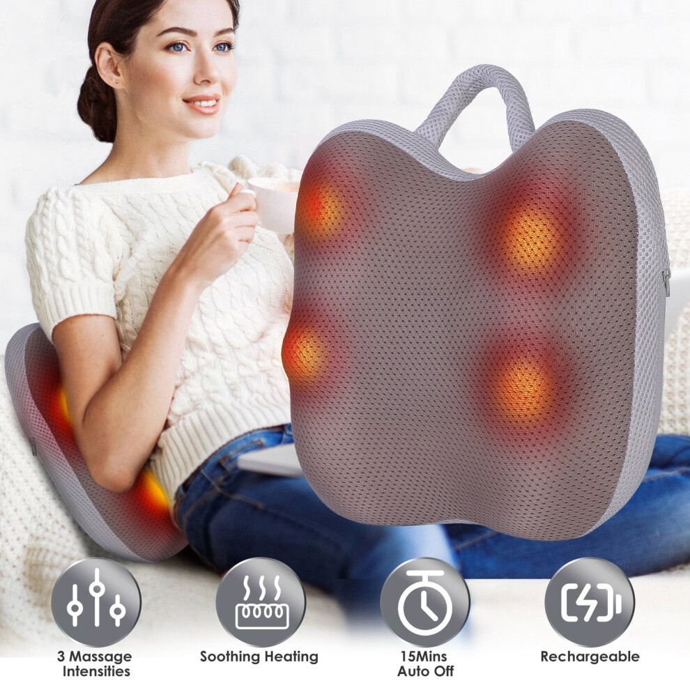 Shiatsu Back Massager with Heat 3D Deep Tissue Kneading Lower Back Massager Christmas Gifts for Mom Dad