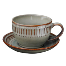 Vintage Design 8 oz Ceramic Latte Art Cappuccino Barista Cup with Saucer