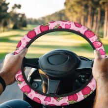 Heart and Strawberry Golf Cart Steering Wheel Cover Elastic
