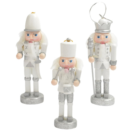 HOMEMAXS Silver Nutcracker Christmas Pendant Set 3 pcs