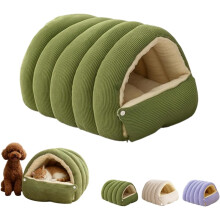 Cat Bed Cave with Hooded Cover Plush Warm 1 Piece