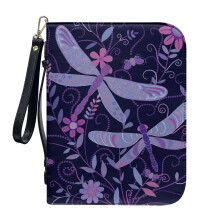 Boho Dragonfly Floral PU Leather Bible Cover for Women & Men, XL, with Detachable Wristlet Strap – Compatible with Standard Bibles