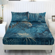 Set di biancheria da letto singolo con stampa leopardata giungla, 3 pezzi