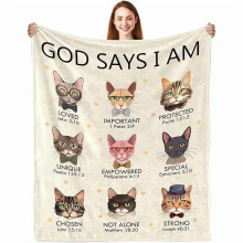 Christian Throw Blanket for Women – "God Says I Am" Inspirational Faith Gift, Coquette Pink Bow Bible Verse Blanket, Compatible with Christmas &