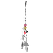 Stainless Steel Birds Toys 1 Set Silver Parrot Bell Toy for Cage Decoration Pendant Style